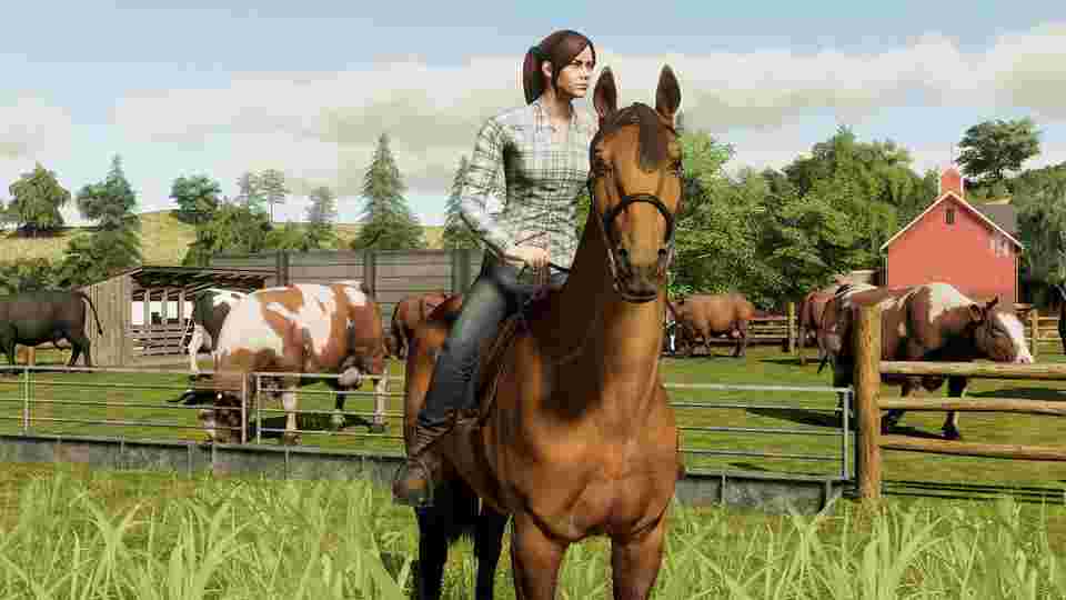 《模拟农场19》全新预告片曝光，在草原骑马驰骋