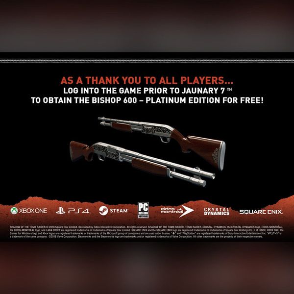 《古墓丽影：暗影》玩家数据公开 独特武器免费赠送